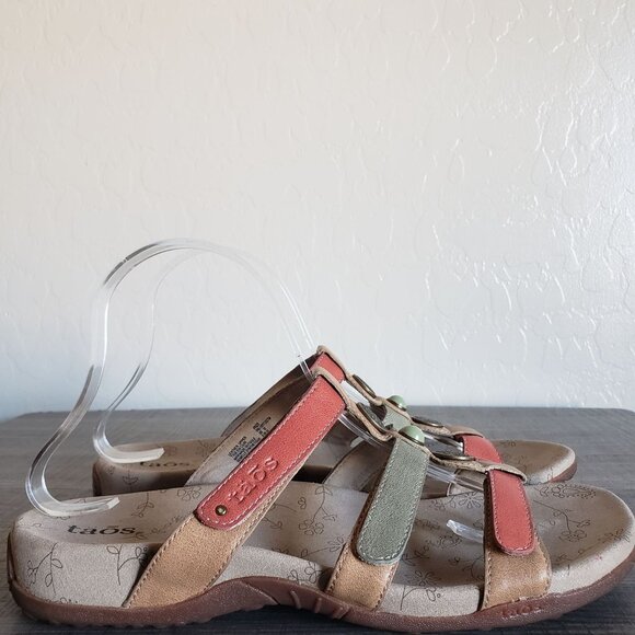 Taos Prize 4 Strappy Leather Medallion Sandals Multi Women's 10 Adjustable Boho - Picture 1 of 12